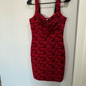 Candie’s Elegant Red Floral Dress